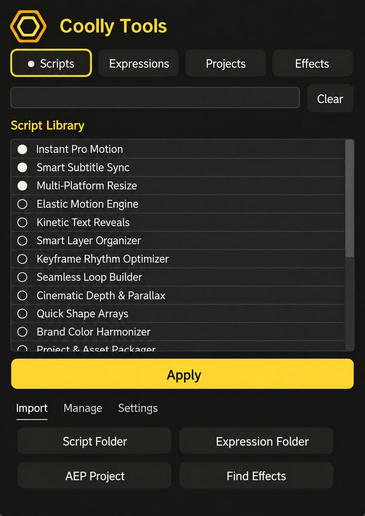Coolly Tools V5.0 — Scripts library with Apply